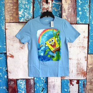 Unisex Old Navy Rainbow SpongeBob SquarePants Graphic T-Shirt S-M Blue NEW